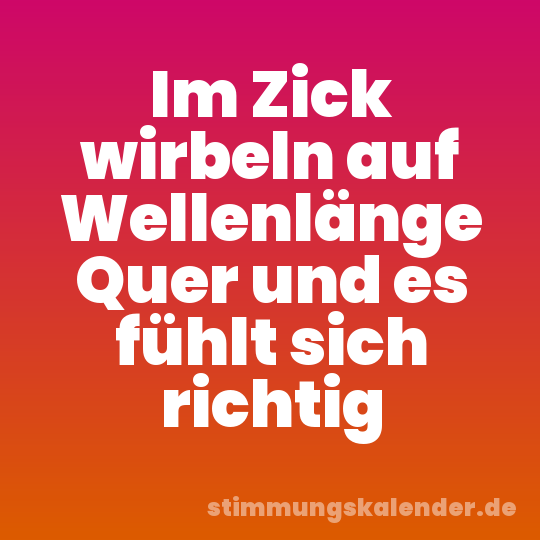 Im Zick wirbeln auf Wellenlänge Quer und es fühlt sich richtig
