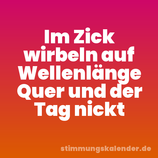 Im Zick wirbeln auf Wellenlänge Quer und der Tag nickt