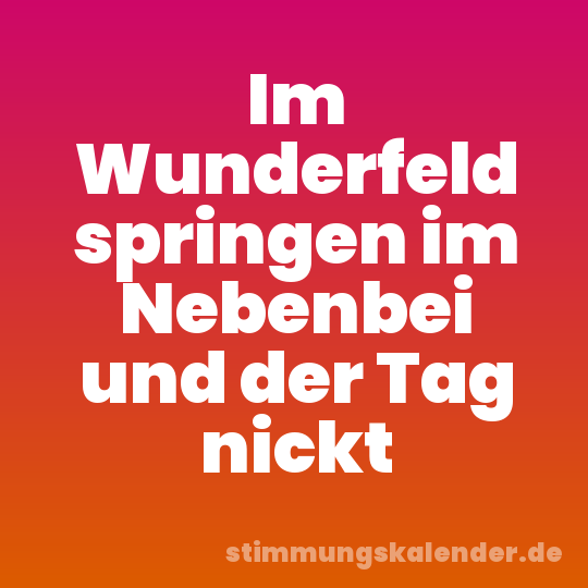 Im Wunderfeld springen im Nebenbei und der Tag nickt