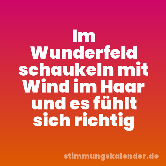 Im Wunderfeld schaukeln mit Wind im Haar und es fühlt sich richtig