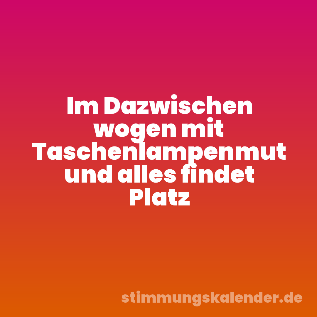 Im Dazwischen wogen mit Taschenlampenmut und alles findet Platz