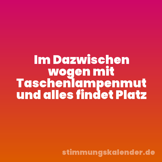 Im Dazwischen wogen mit Taschenlampenmut und alles findet Platz