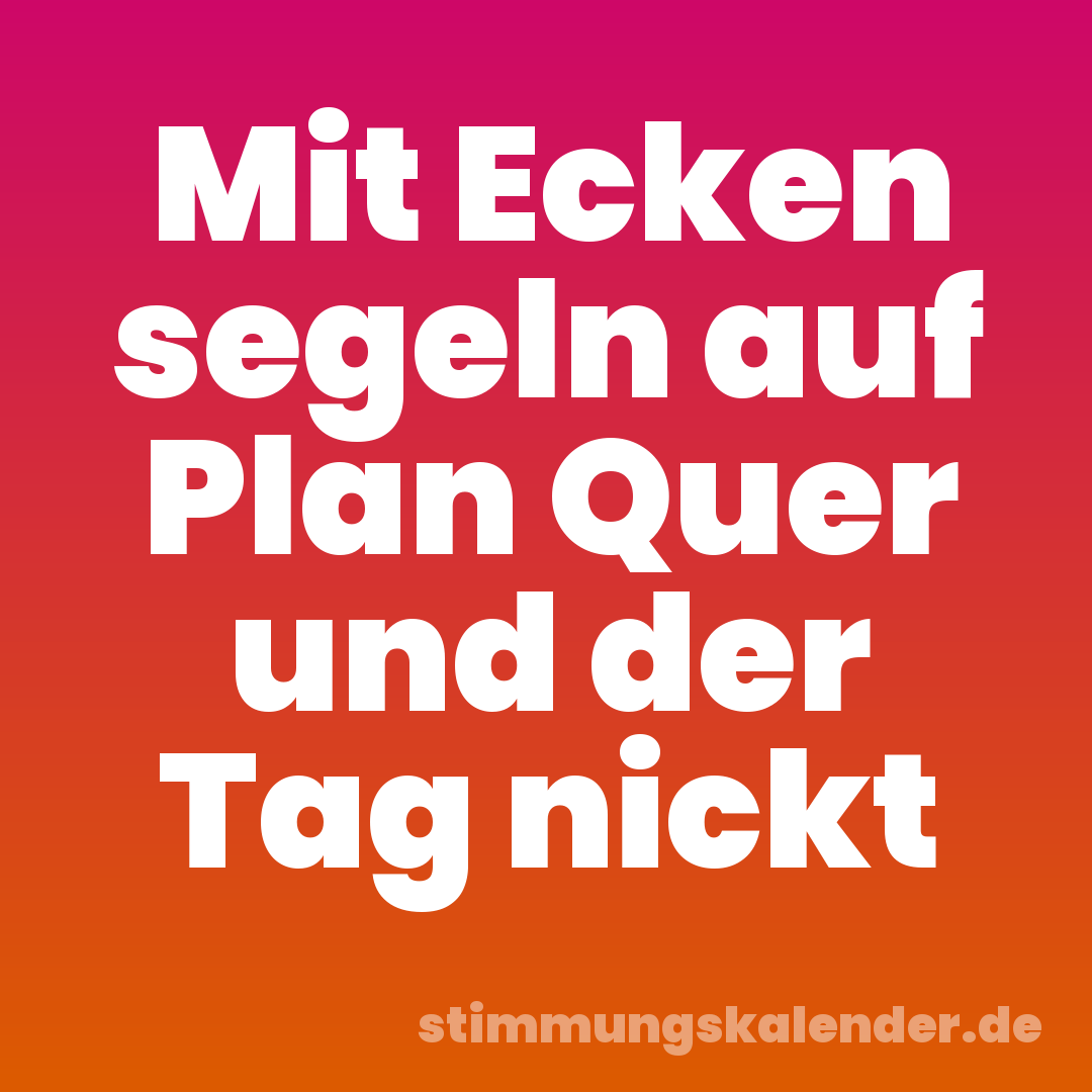 Mit Ecken segeln auf Plan Quer und der Tag nickt