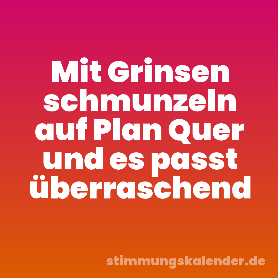 Mit Grinsen schmunzeln auf Plan Quer und es passt überraschend