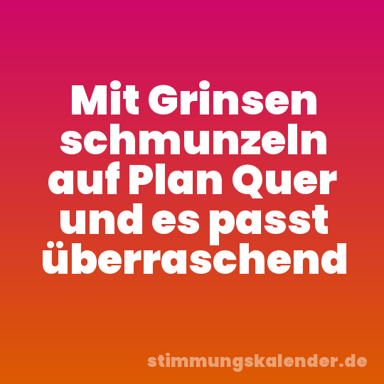 Mit Grinsen schmunzeln auf Plan Quer und es passt überraschend