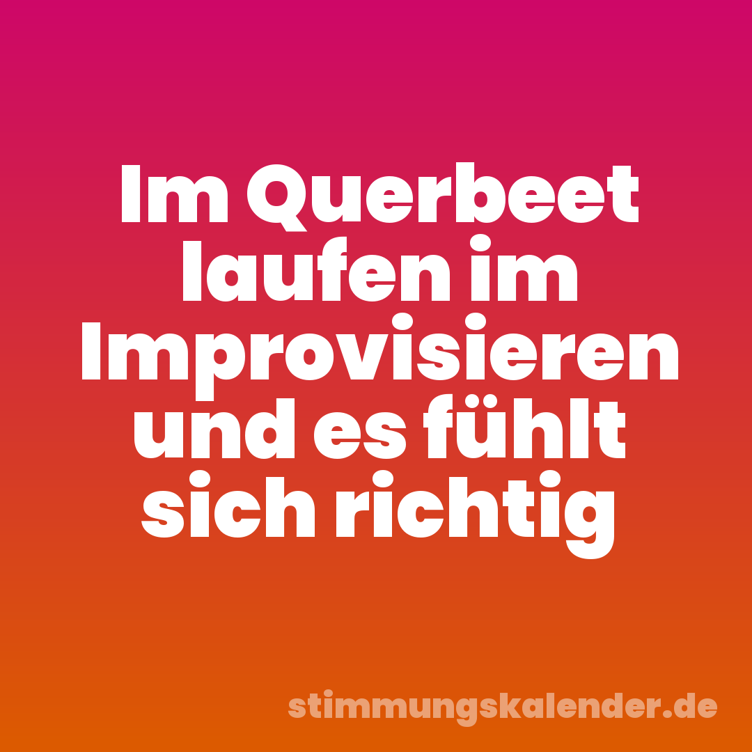 Im Querbeet laufen im Improvisieren und es fühlt sich richtig