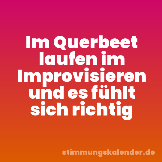 Im Querbeet laufen im Improvisieren und es fühlt sich richtig