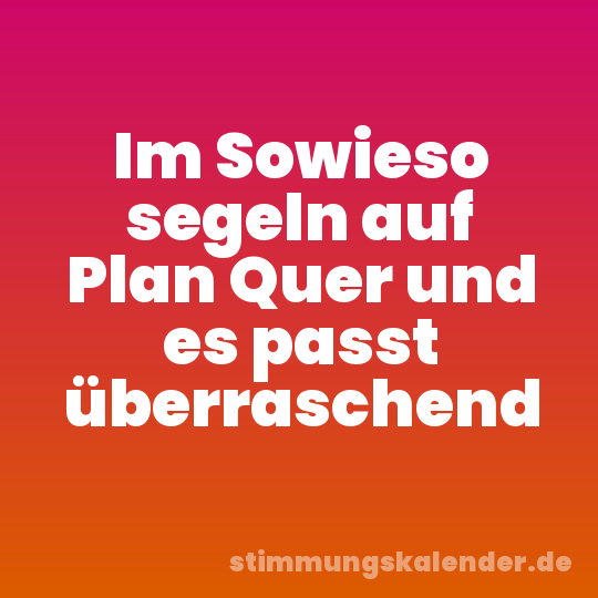Im Sowieso segeln auf Plan Quer und es passt überraschend