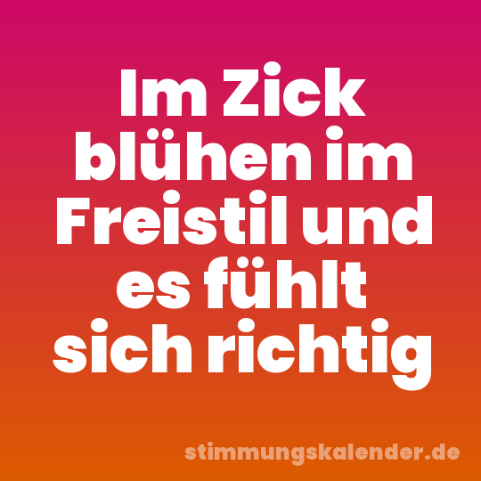Im Zick blühen im Freistil und es fühlt sich richtig