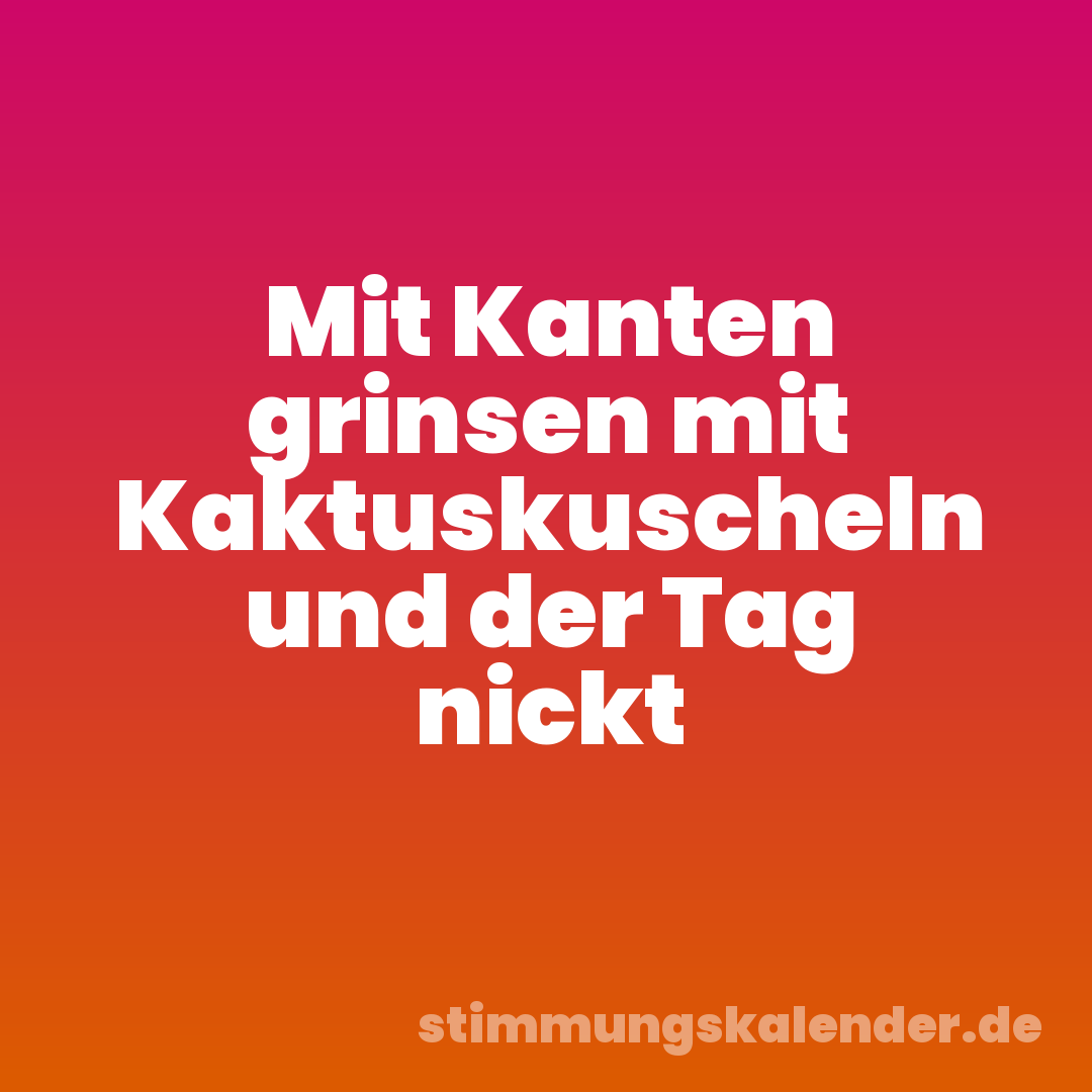 Mit Kanten grinsen mit Kaktuskuscheln und der Tag nickt