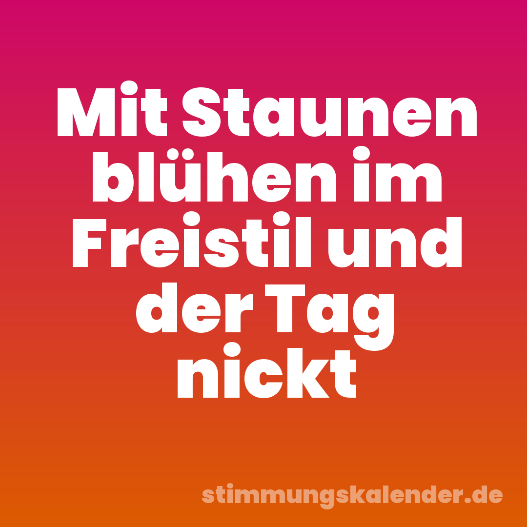 Mit Staunen blühen im Freistil und der Tag nickt