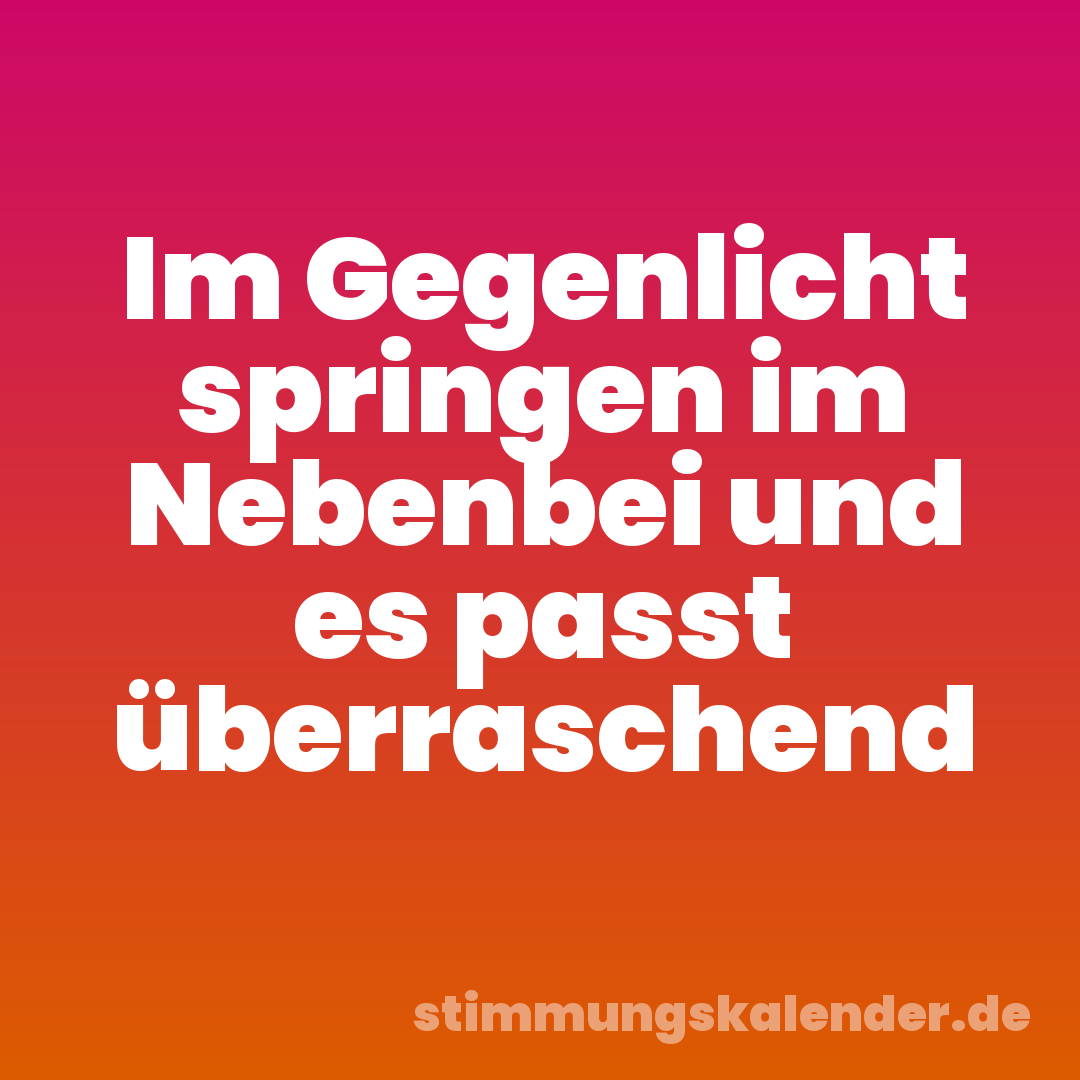 Im Gegenlicht springen im Nebenbei und es passt überraschend