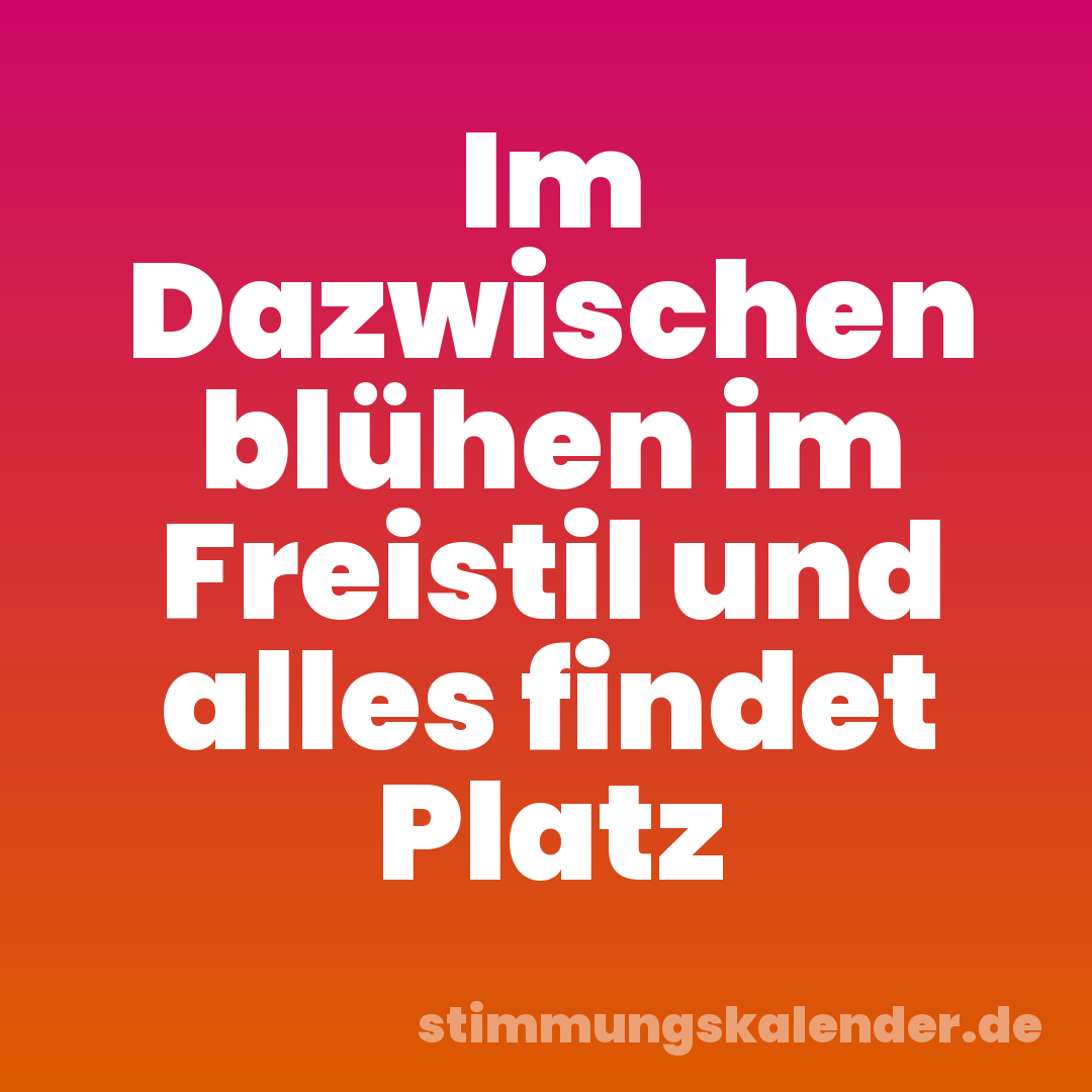 Im Dazwischen blühen im Freistil und alles findet Platz