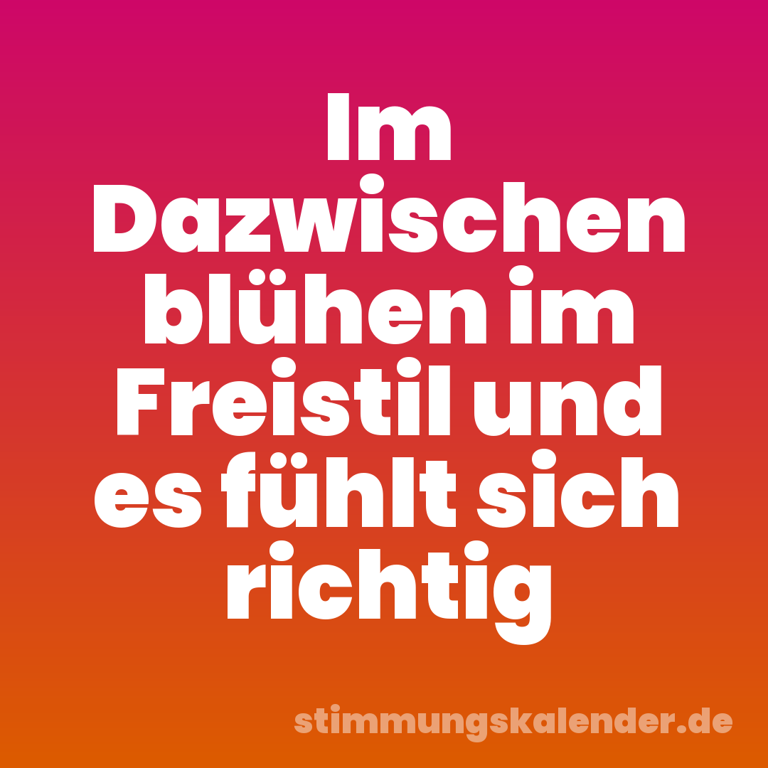 Im Dazwischen blühen im Freistil und es fühlt sich richtig