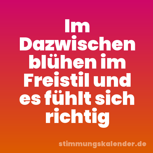 Im Dazwischen blühen im Freistil und es fühlt sich richtig