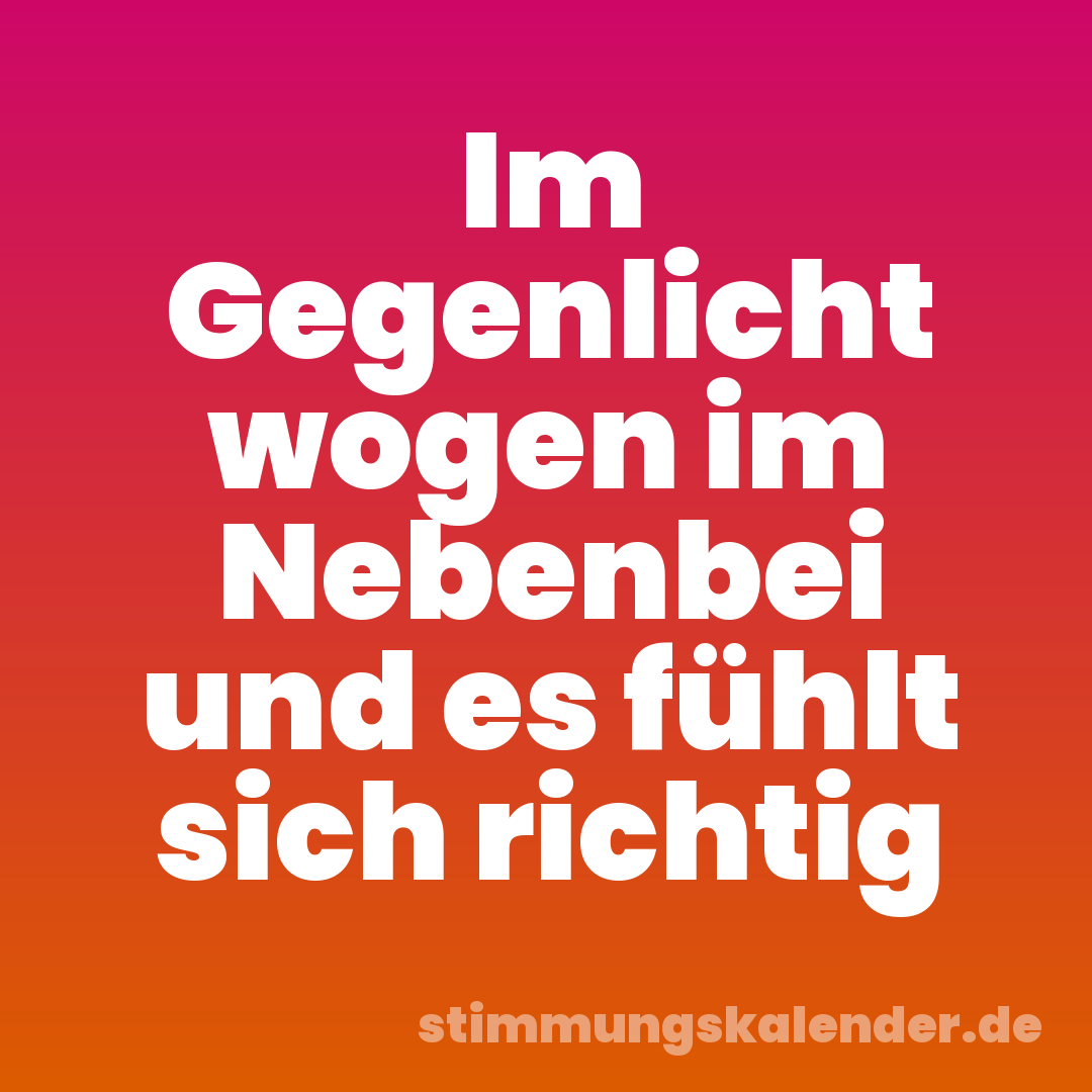 Im Gegenlicht wogen im Nebenbei und es fühlt sich richtig
