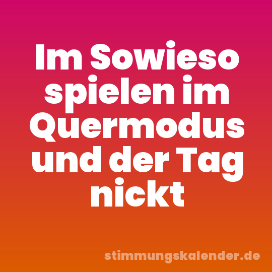 Im Sowieso spielen im Quermodus und der Tag nickt