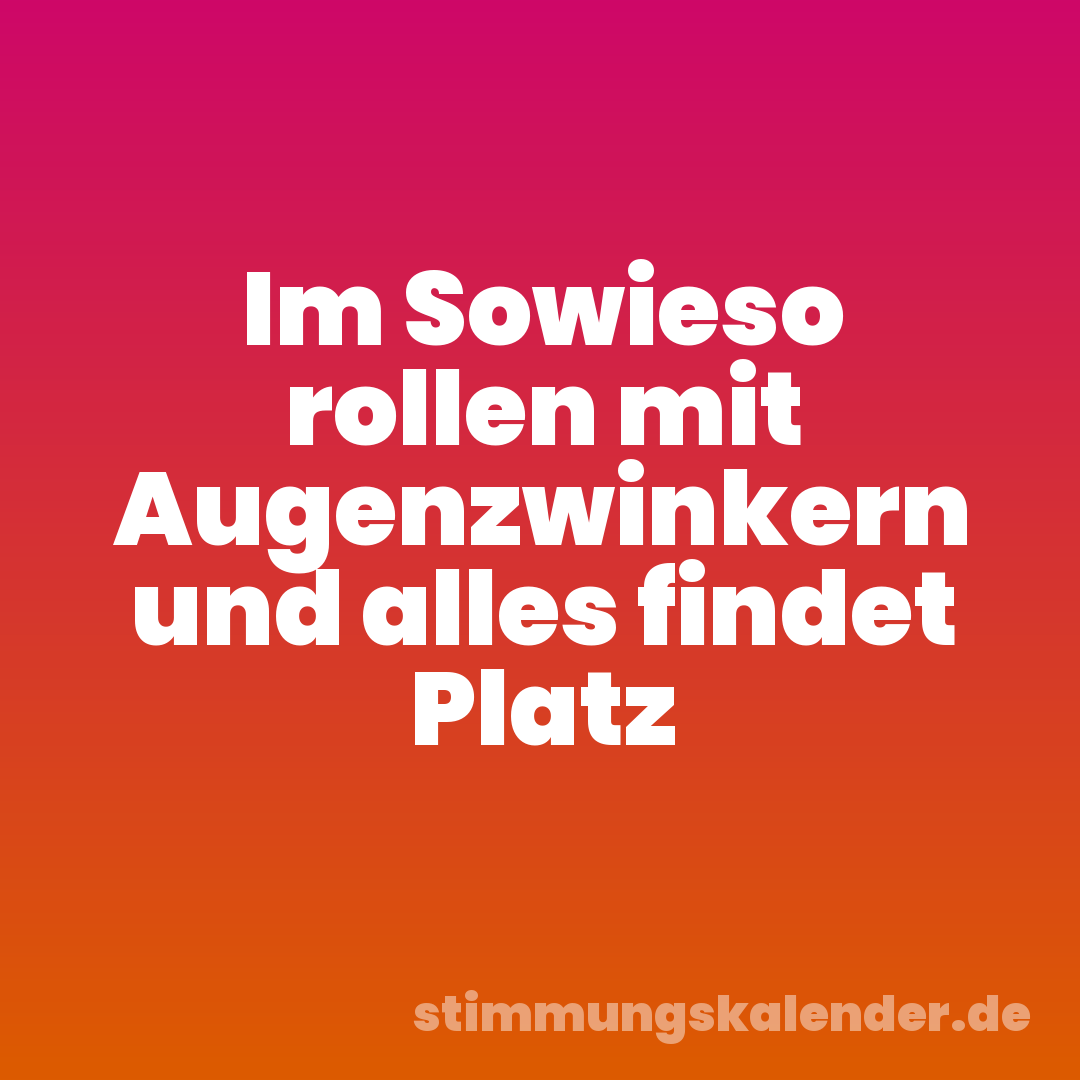 Im Sowieso rollen mit Augenzwinkern und alles findet Platz