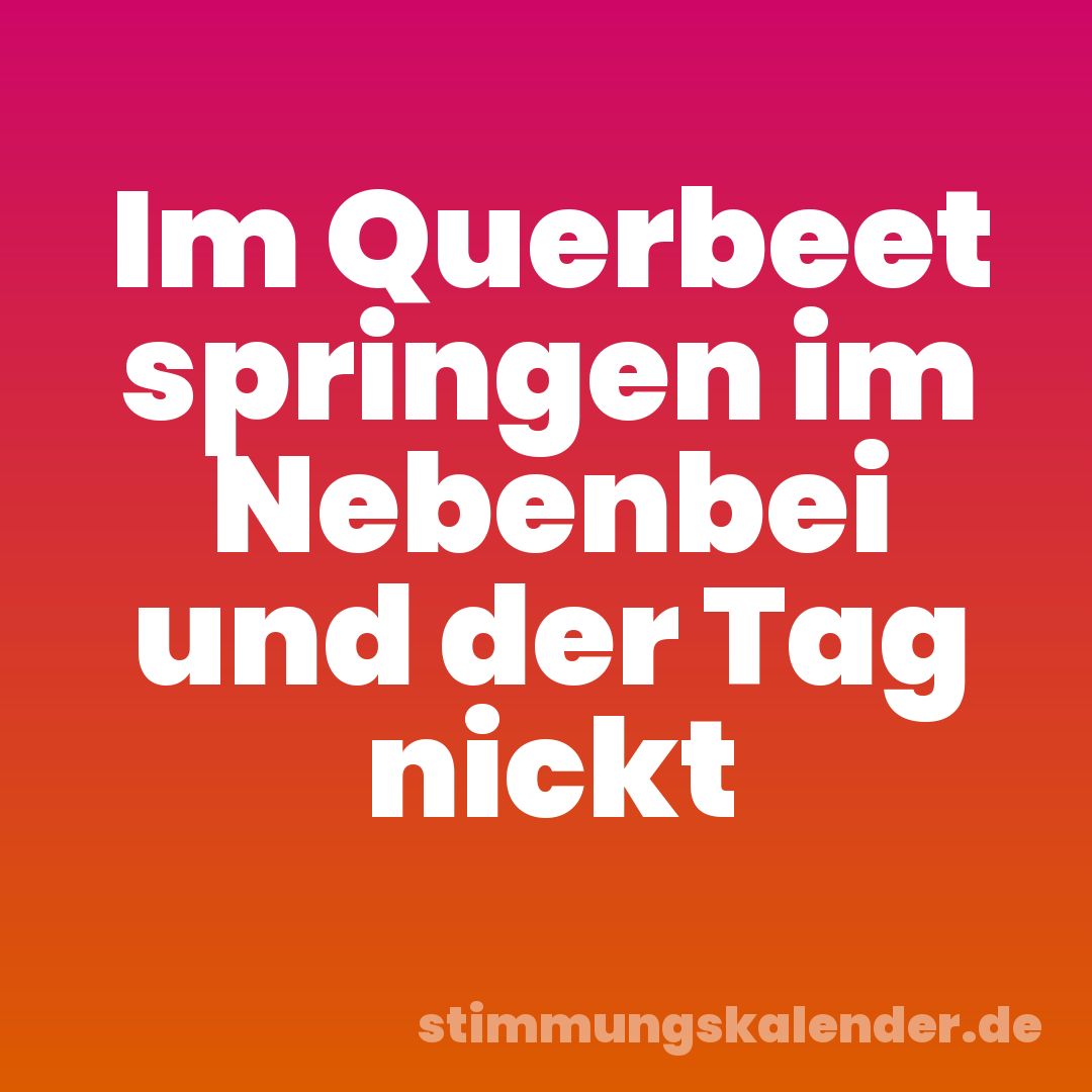 Im Querbeet springen im Nebenbei und der Tag nickt