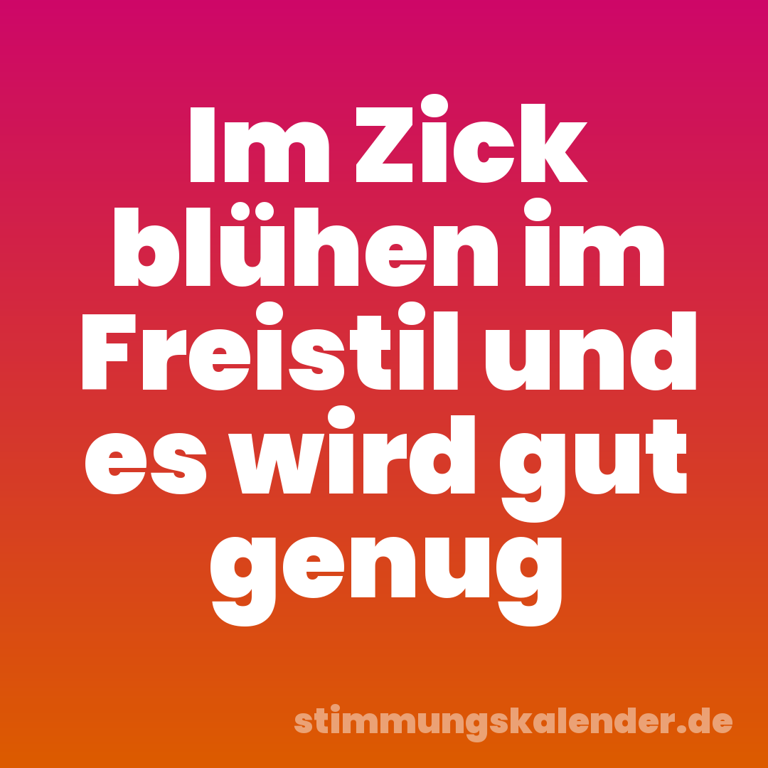 Im Zick blühen im Freistil und es wird gut genug