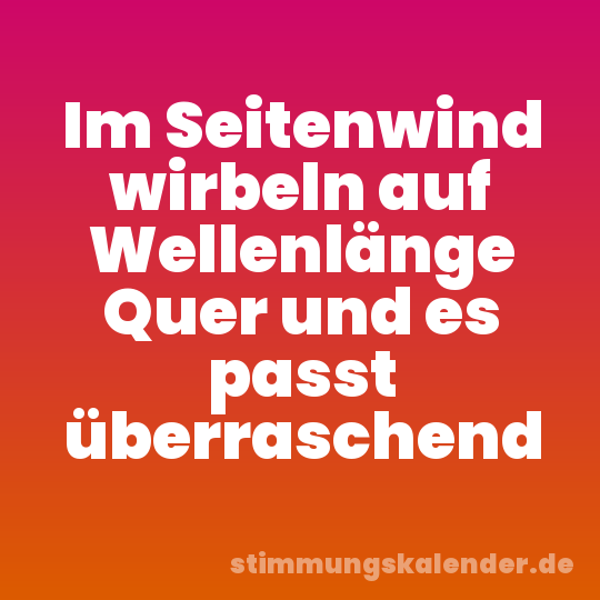 Im Seitenwind wirbeln auf Wellenlänge Quer und es passt überraschend