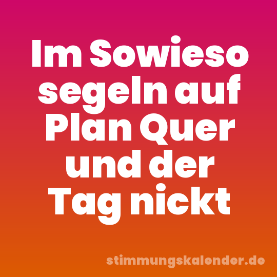 Im Sowieso segeln auf Plan Quer und der Tag nickt