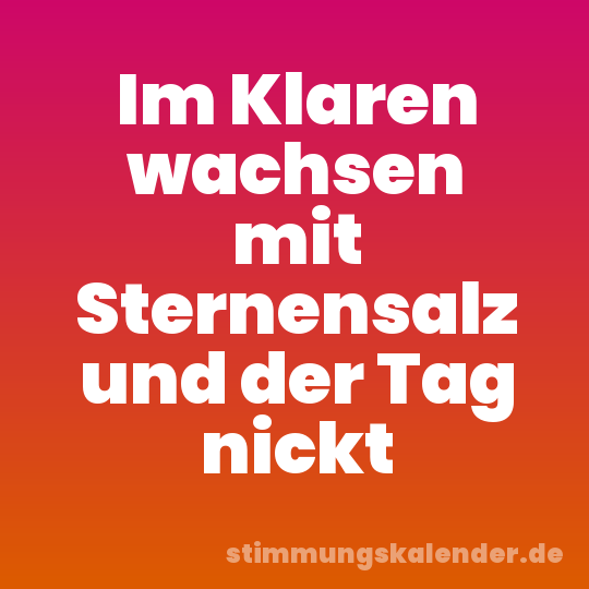 Im Klaren wachsen mit Sternensalz und der Tag nickt