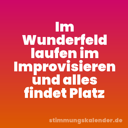 Im Wunderfeld laufen im Improvisieren und alles findet Platz