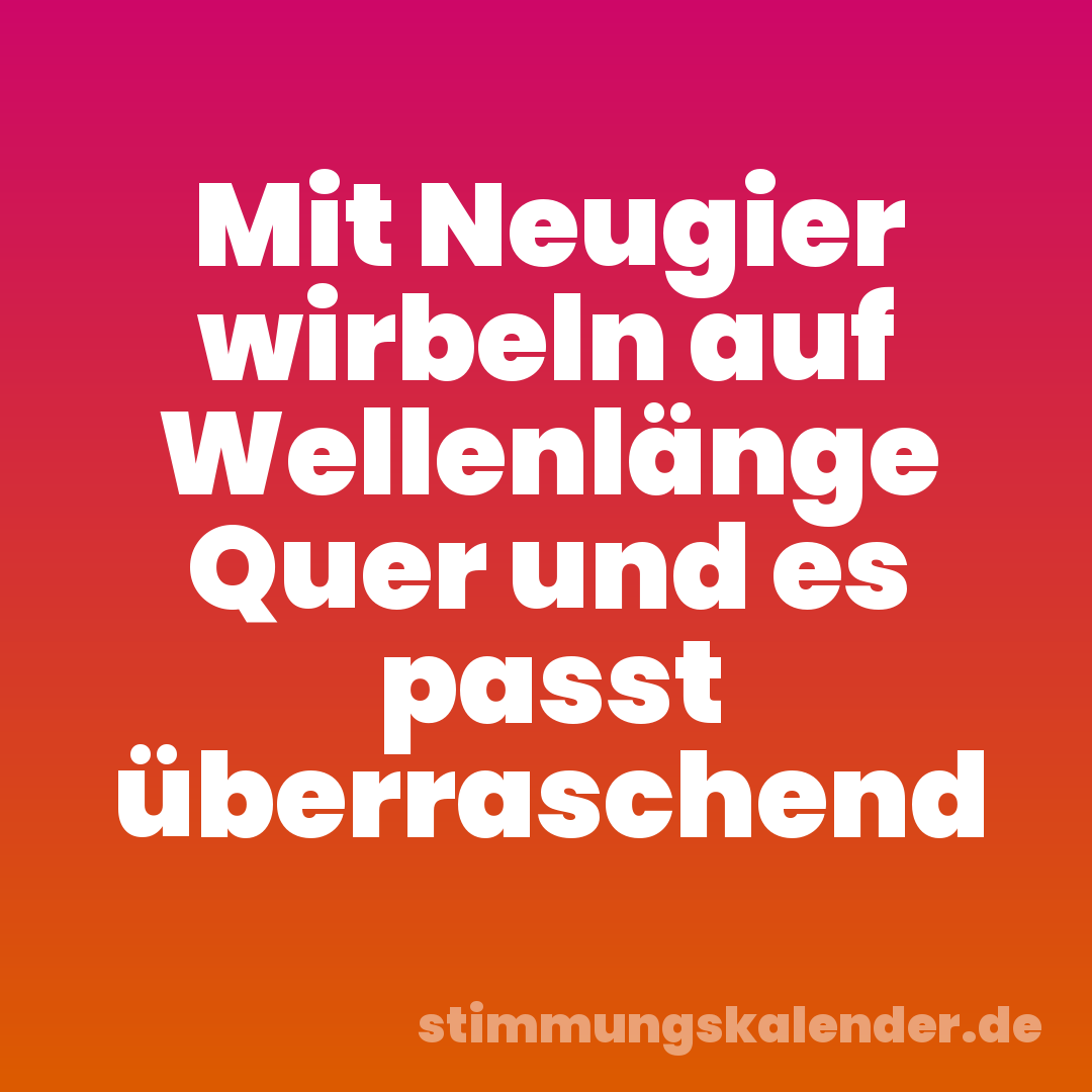 Mit Neugier wirbeln auf Wellenlänge Quer und es passt überraschend