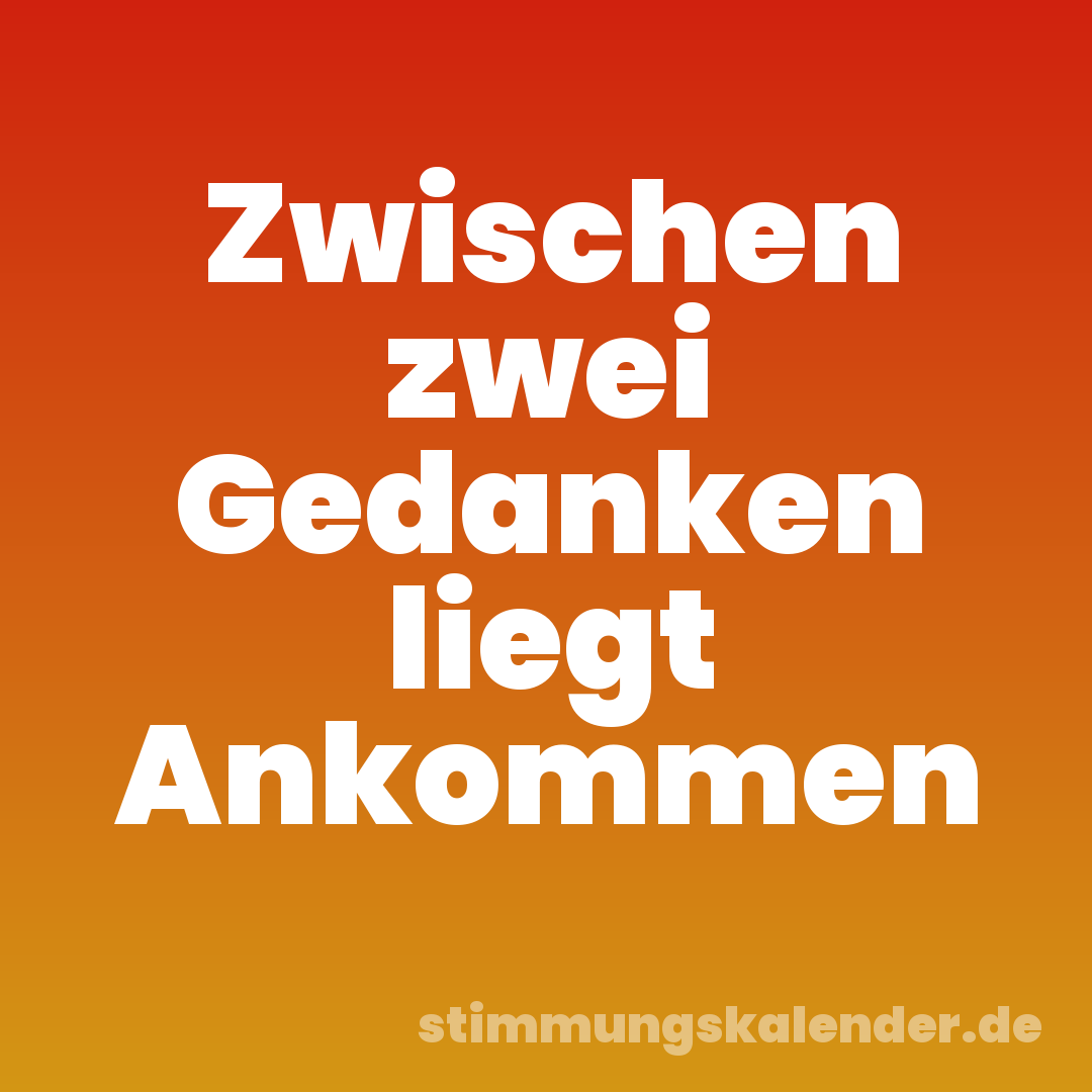 Zwischen zwei Gedanken liegt Ankommen