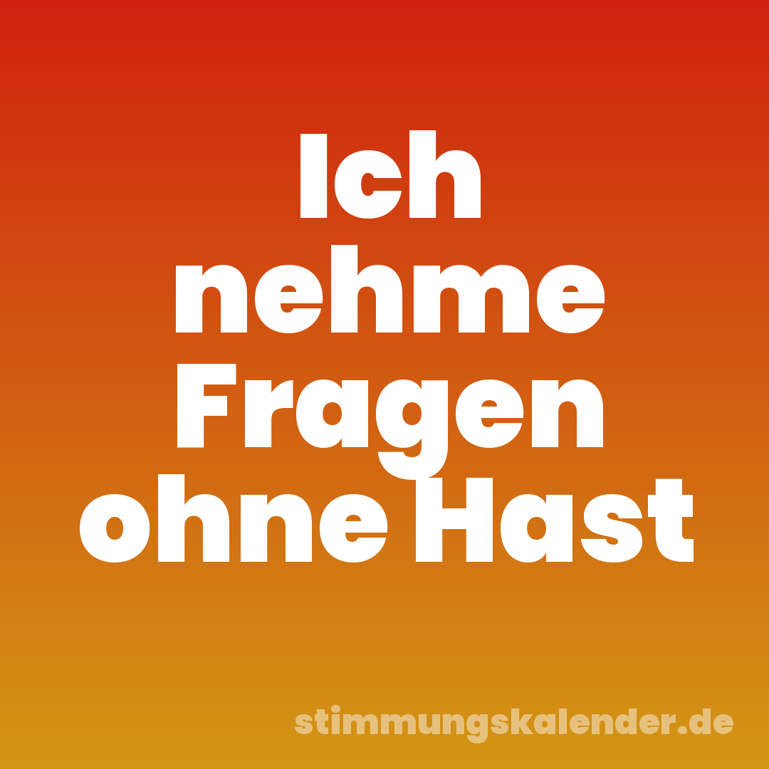 Ich nehme Fragen ohne Hast