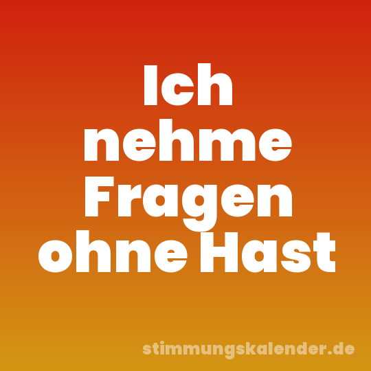 Ich nehme Fragen ohne Hast