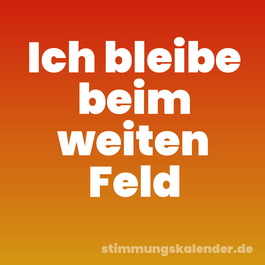 Ich bleibe beim weiten Feld