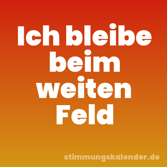 Ich bleibe beim weiten Feld