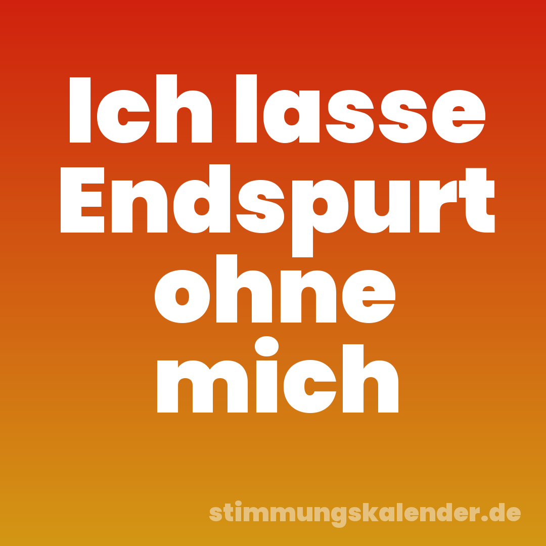 Ich lasse Endspurt ohne mich