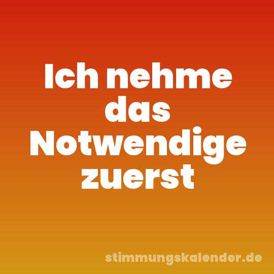 Ich nehme das Notwendige zuerst