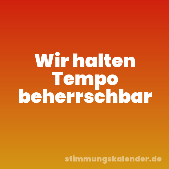 Wir halten Tempo beherrschbar