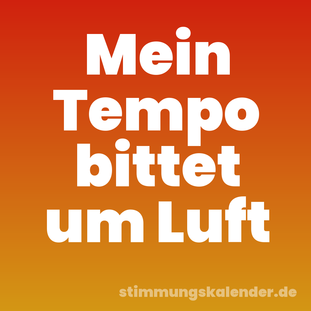 Mein Tempo bittet um Luft