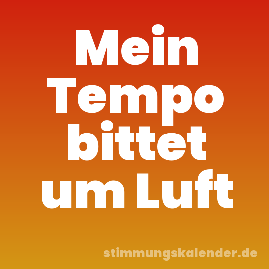 Mein Tempo bittet um Luft