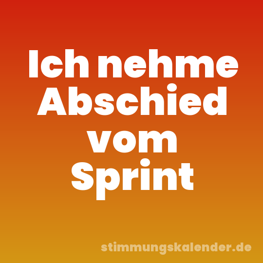Ich nehme Abschied vom Sprint
