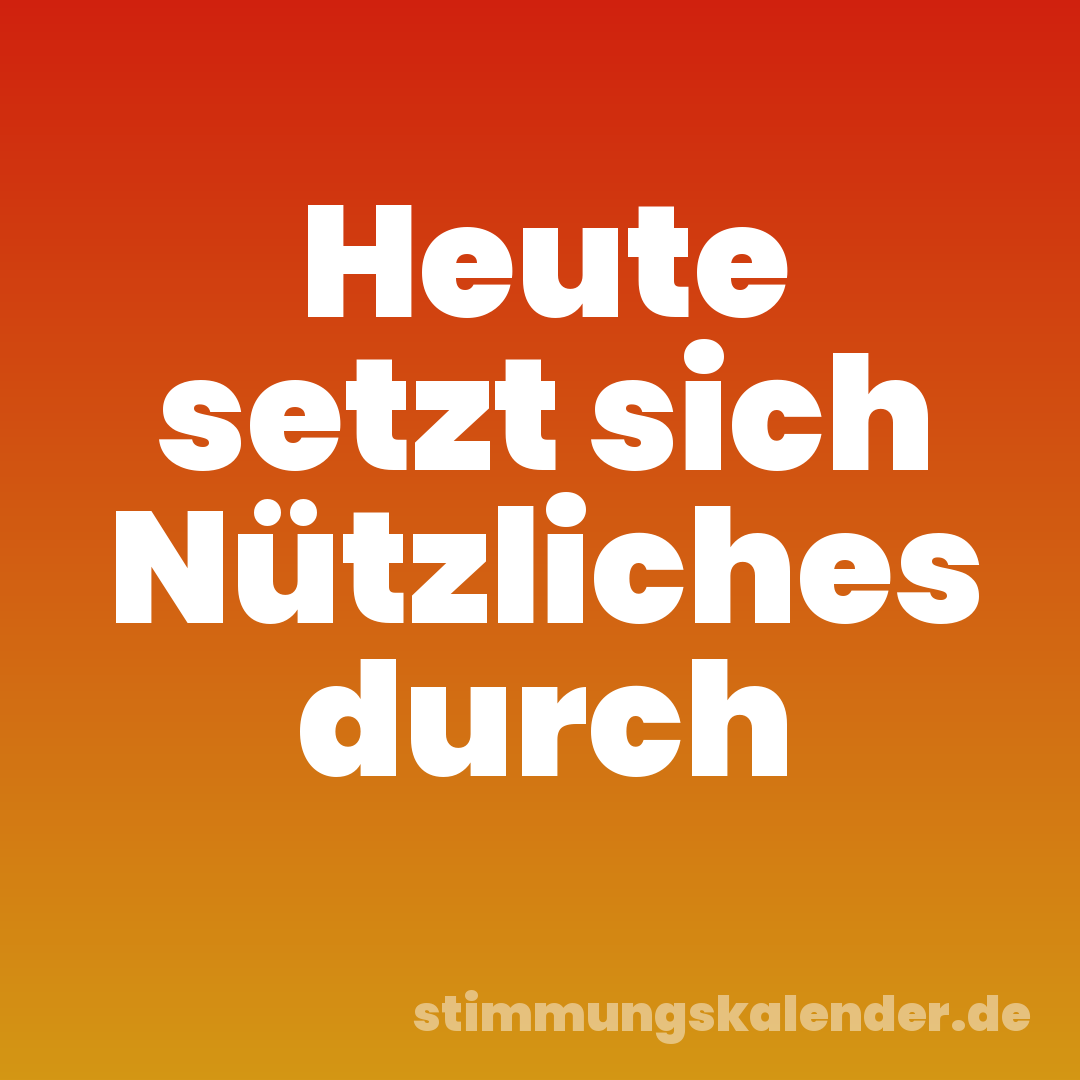 Heute setzt sich Nützliches durch