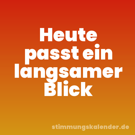 Heute passt ein langsamer Blick