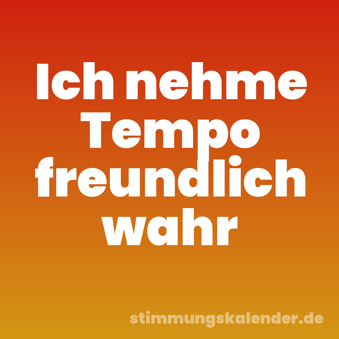 Ich nehme Tempo freundlich wahr