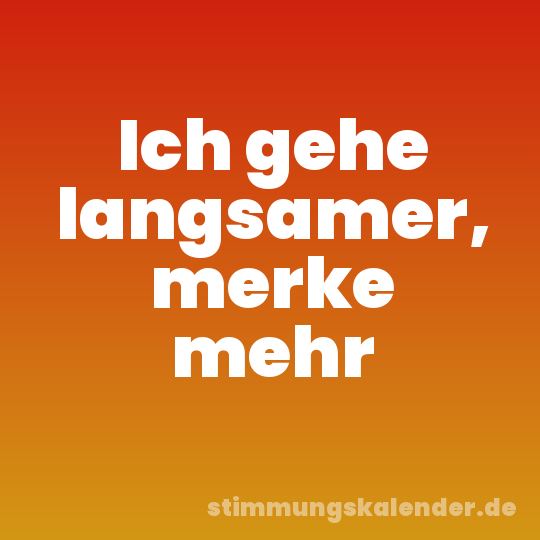 Ich gehe langsamer, merke mehr