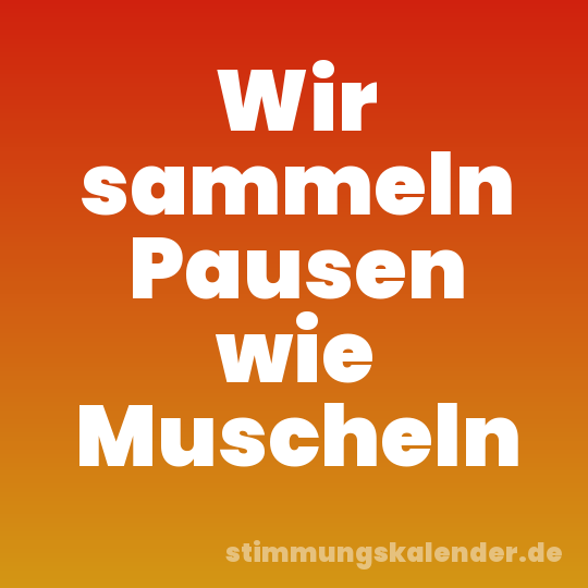 Wir sammeln Pausen wie Muscheln