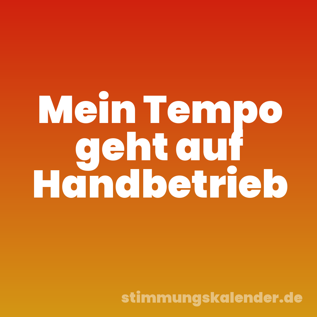 Mein Tempo geht auf Handbetrieb
