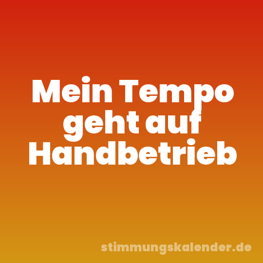 Mein Tempo geht auf Handbetrieb