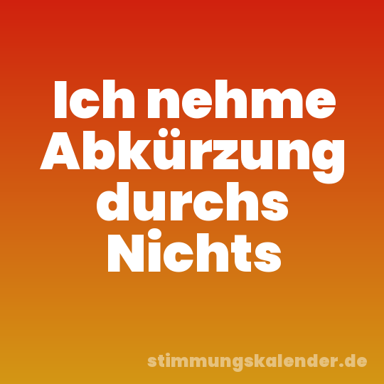 Ich nehme Abkürzung durchs Nichts