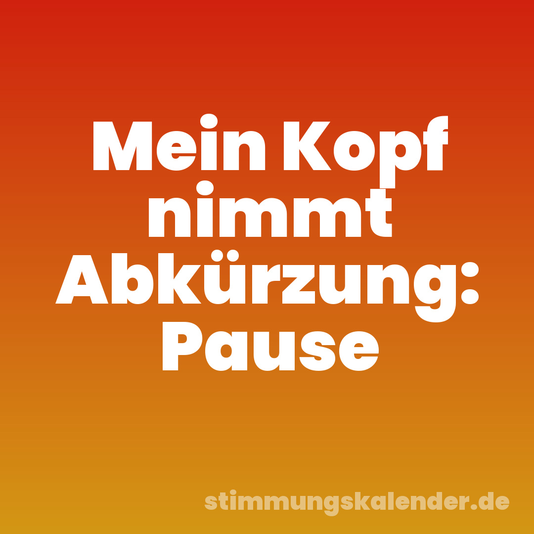 Mein Kopf nimmt Abkürzung: Pause