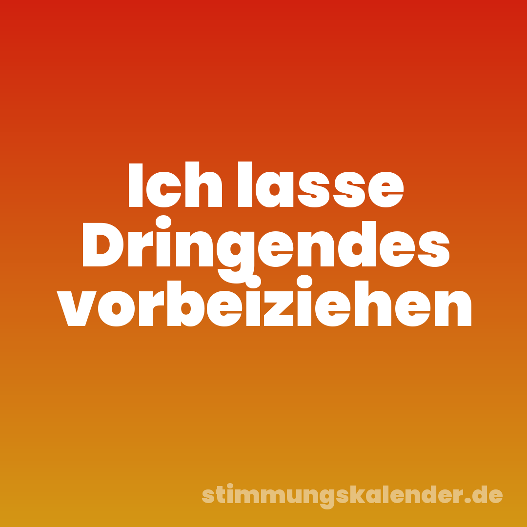 Ich lasse Dringendes vorbeiziehen